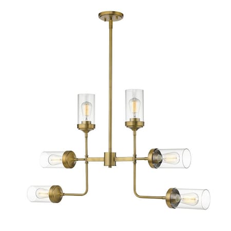 Z-Lite Calliope 6 Light Pendant, Foundry Brass & Clear 617-6FB